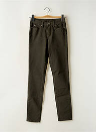 Pantalon slim tissage popeline taille normale vert DENIM STUDIO femme