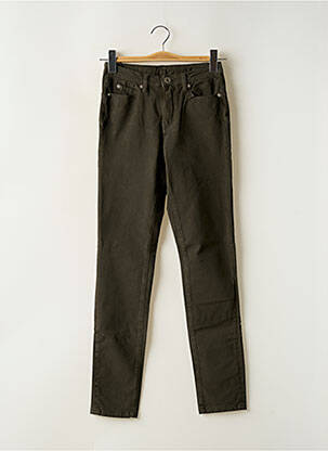 Pantalon slim tissage popeline taille normale vert DENIM STUDIO femme
