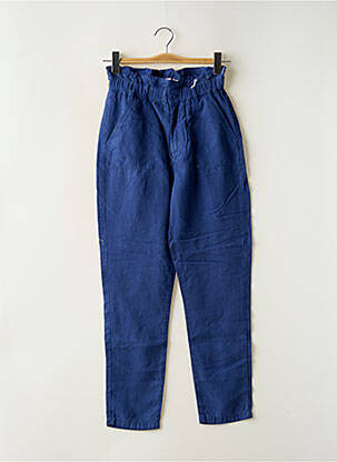 Pantalon droit tissage popeline taille normale bleu HAPPY femme