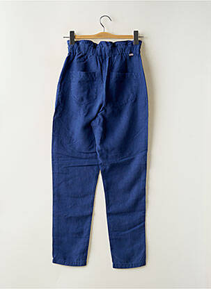 Pantalon droit tissage popeline taille normale bleu HAPPY femme