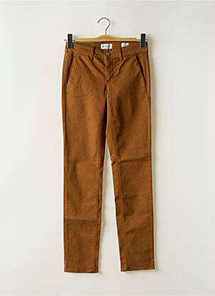Pantalon chino tissage popeline taille normale marron HAPPY femme