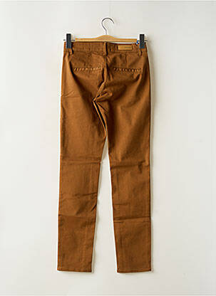 Pantalon chino tissage popeline taille normale marron HAPPY femme