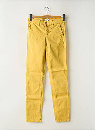 Pantalon chino tissage popeline taille normale jaune fonce HAPPY femme