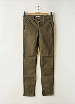 Pantalon chino tissage popeline taille normale vert HAPPY femme
