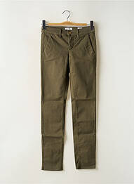 Pantalon chino tissage popeline taille normale vert HAPPY femme