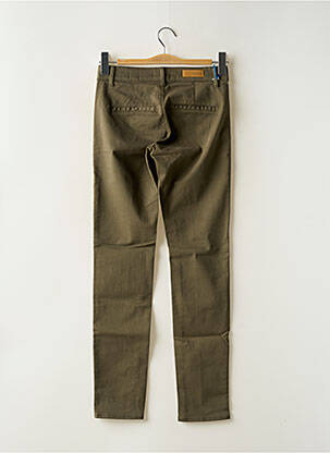 Pantalon chino tissage popeline taille normale vert HAPPY femme