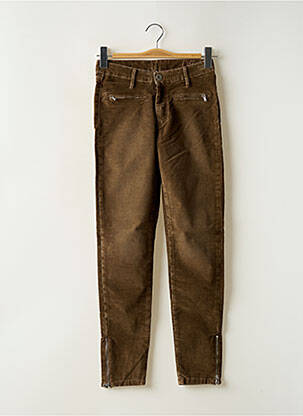 Pantalon slim stretch taille normale marron DENIM STUDIO femme