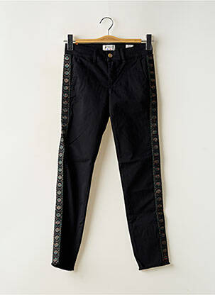 Pantalon chino fermeture zippée sous rabat boutonné taille normale noir HAPPY femme