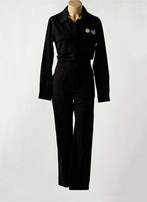 Combi-pantalon fermeture boutonnée sur le devant manches longues noir HAPPY femme