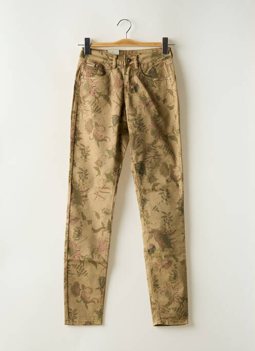 Pantalon slim tissage popeline taille normale vert CREAM femme
