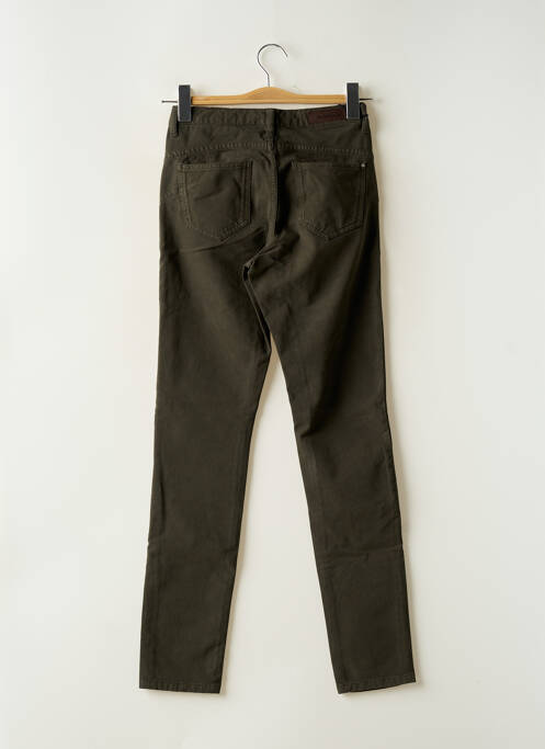 Pantalon slim tissage popeline taille normale vert DENIM STUDIO femme