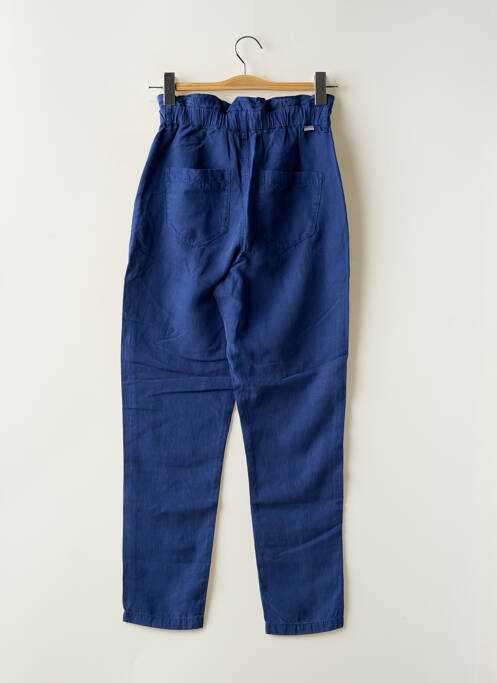 Pantalon droit tissage popeline taille normale bleu HAPPY femme