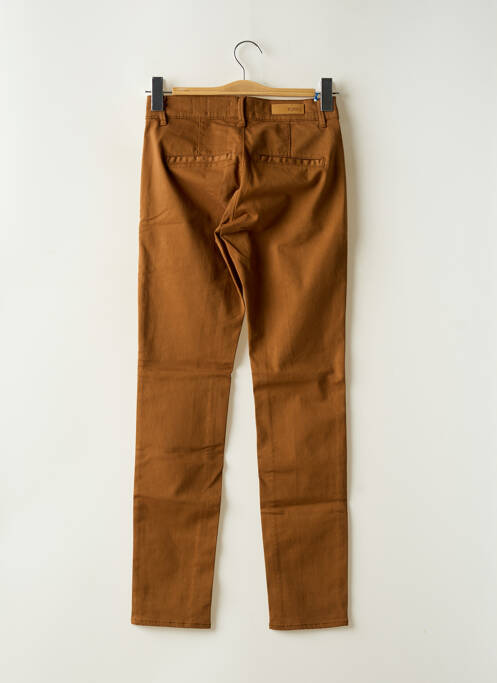 Pantalon chino tissage popeline taille normale marron HAPPY femme