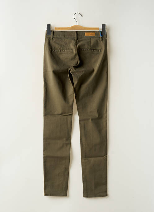 Pantalon chino tissage popeline taille normale vert HAPPY femme