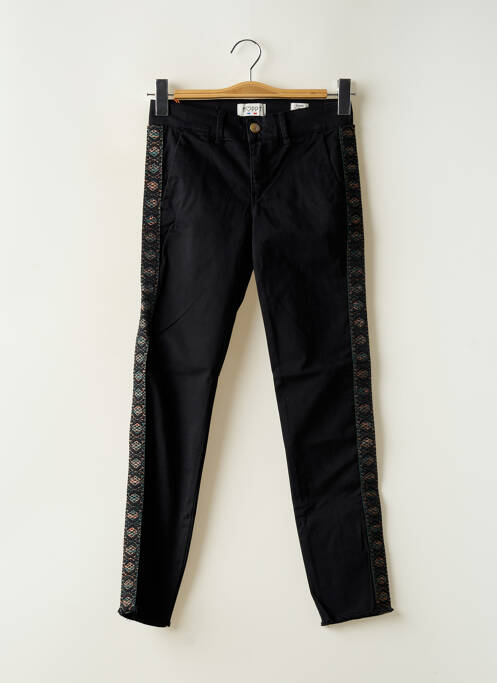 Pantalon chino fermeture zippée sous rabat boutonné taille normale noir HAPPY femme