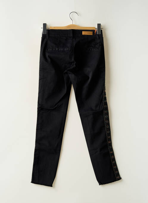 Pantalon chino fermeture zippée sous rabat boutonné taille normale noir HAPPY femme