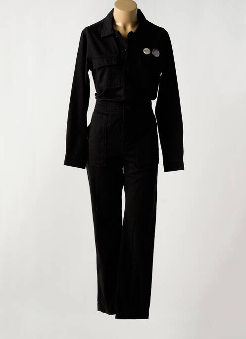 Combi-pantalon fermeture boutonnée sur le devant manches longues noir HAPPY femme