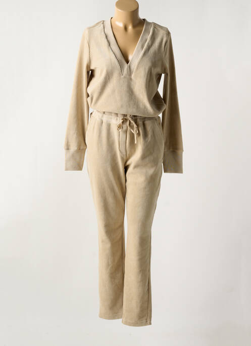 Combi-pantalon coupe cintrée manches longues beige YAYA femme