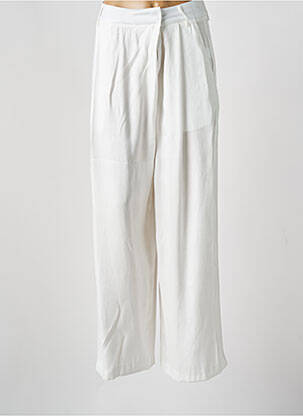 Pantalon large fermeture zippée sous rabat avec crochet taille normale blanc NEKANE femme