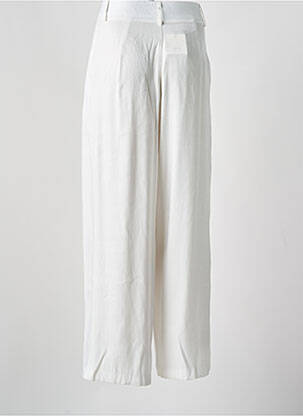 Pantalon large fermeture zippée sous rabat avec crochet taille normale blanc NEKANE femme