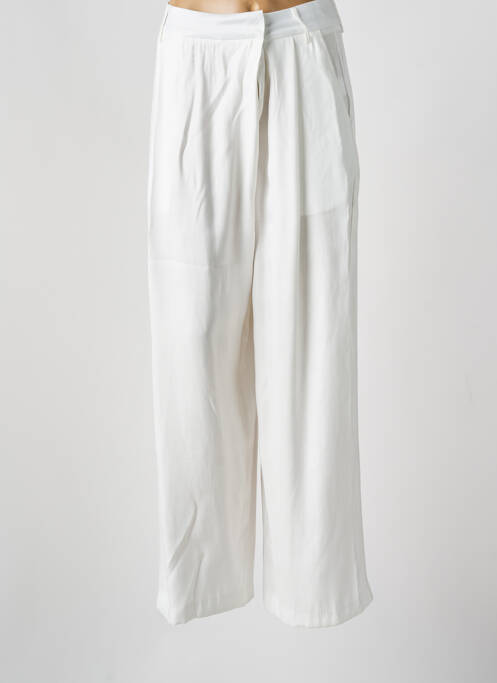 Pantalon large fermeture zippée sous rabat avec crochet taille normale blanc NEKANE femme