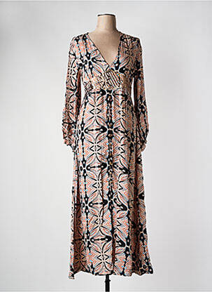 Robe longue imprimé fantaisie manches longues noir NEKANE femme