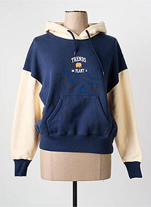 Sweat-shirt à capuche col v manches longues bleu TRENDSPLANT femme