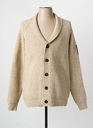 Gilet manches longues col châle beige FREEMAN T.PORTER homme