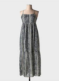 Robe longue imprimé fantaisie fines bretelles noir SURKANA femme