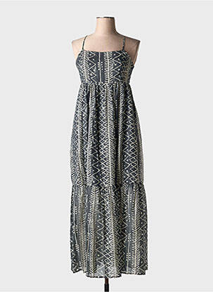 Robe longue imprimé fantaisie fines bretelles noir SURKANA femme