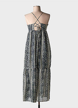 Robe longue imprimé fantaisie fines bretelles noir SURKANA femme