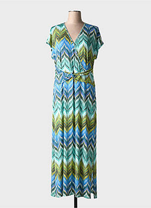 Robe longue imprimé fantaisie manches courtes bleu BATIDA femme
