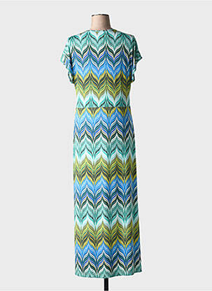 Robe longue imprimé fantaisie manches courtes bleu BATIDA femme