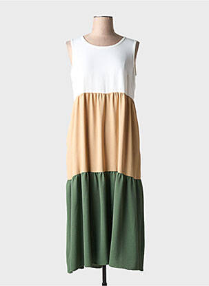 Robe longue tissage crêpe sans manche beige BATIDA femme