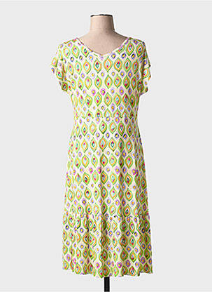 Robe mi-longue imprimé fantaisie manches courtes vert TELMAIL femme