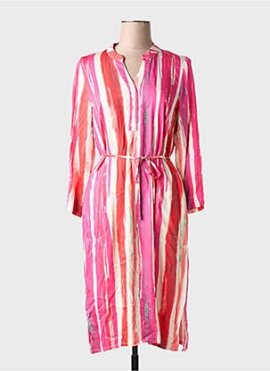 Robe mi-longue manches longues manches longues rose MICHA femme