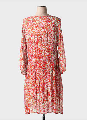 Robe mi-longue imprimé fleurs manches longues rouge CREAM femme