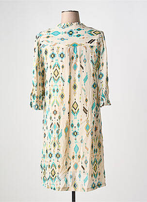 Robe mi-longue coupe fluide manches 3/4 beige CREAM femme