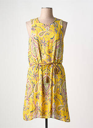 Robe mi-longue coupe fluide sans manche jaune DESIGUAL femme