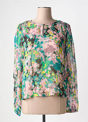 Blouse col rond manches longues vert CREAM femme