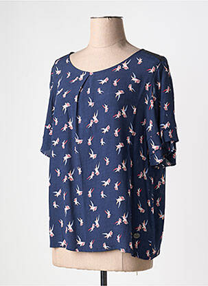 Blouse imprimé fantaisie manches courtes bleu ET COMPAGNIE femme