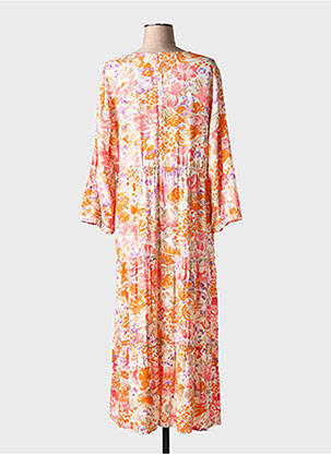 Robe longue tissage popeline manches longues orange MICHA femme