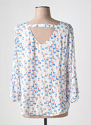 Blouse tissage popeline manches 3/4 bleu TINTA STYLE femme