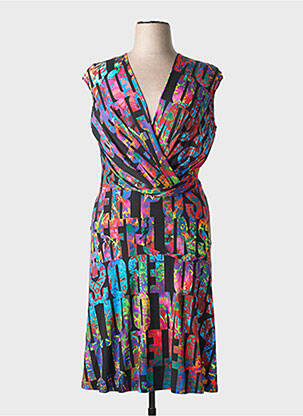 Robe mi-longue imprimé fantaisie sans manche noir EROKE femme