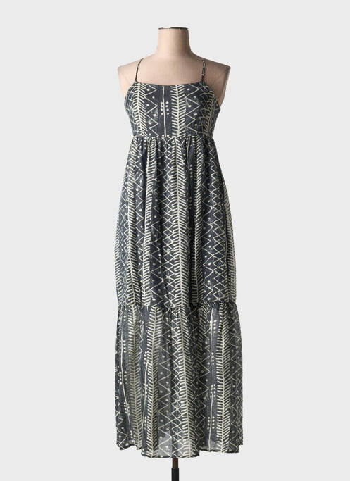 Robe longue imprimé fantaisie fines bretelles noir SURKANA femme