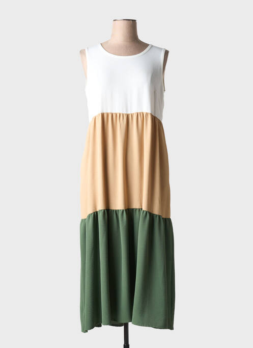 Robe longue tissage crêpe sans manche beige BATIDA femme