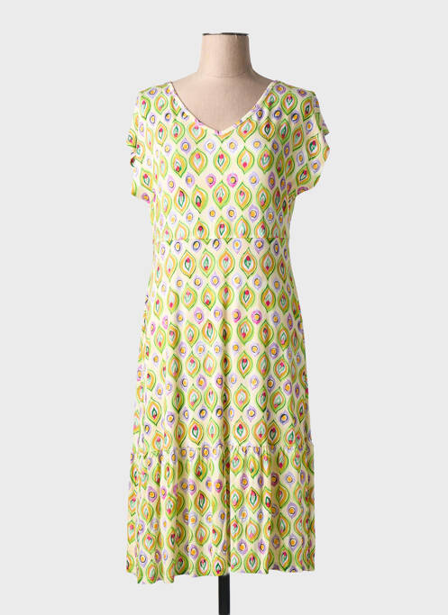 Robe mi-longue imprimé fantaisie manches courtes vert TELMAIL femme