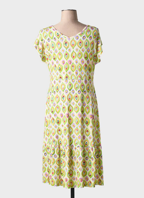 Robe mi-longue imprimé fantaisie manches courtes vert TELMAIL femme