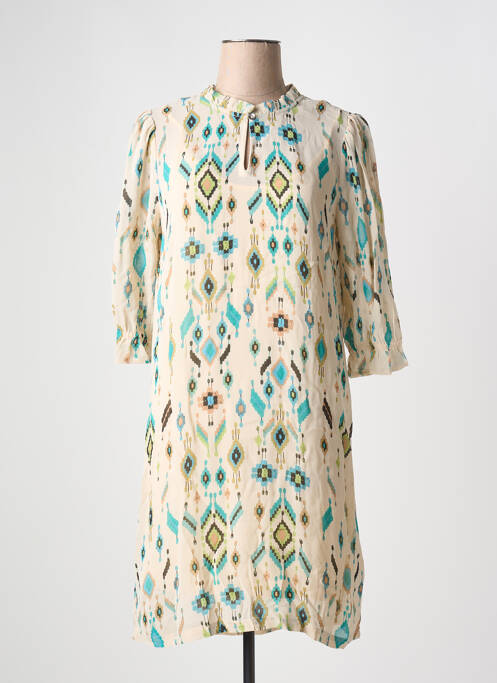 Robe mi-longue manches 3/4 manches 3/4 beige CREAM femme