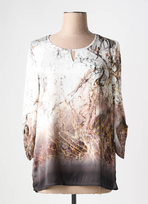 Blouse imprimé fantaisie manches 3/4 marron BARBARA LEBEK femme